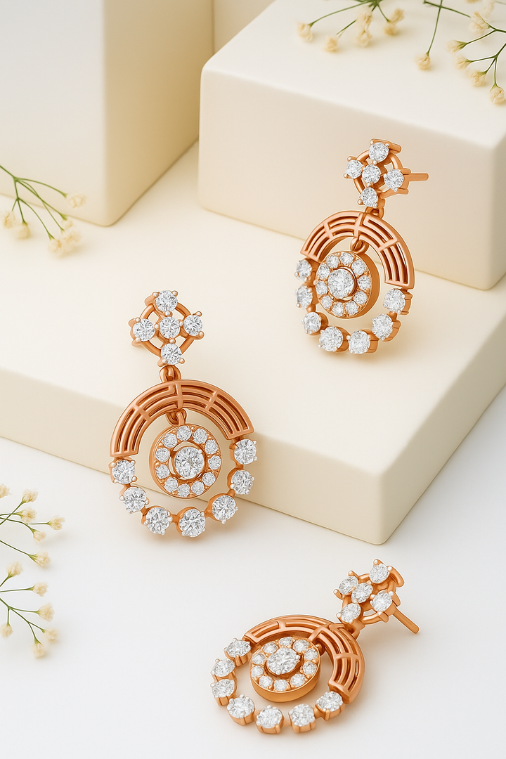 Luna Bloom Rose Gold Drop Earrings
