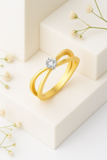 Load image into Gallery viewer, Eterna Harmony Twisted Solitaire Ring Description:
