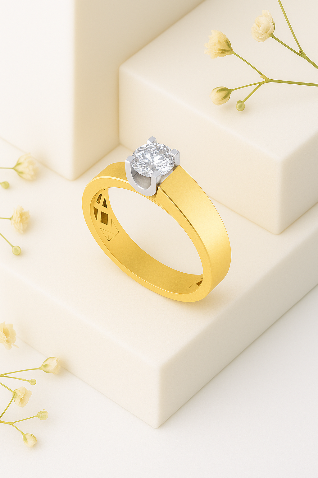 Eterna Seraph Scroll Solitaire Ring