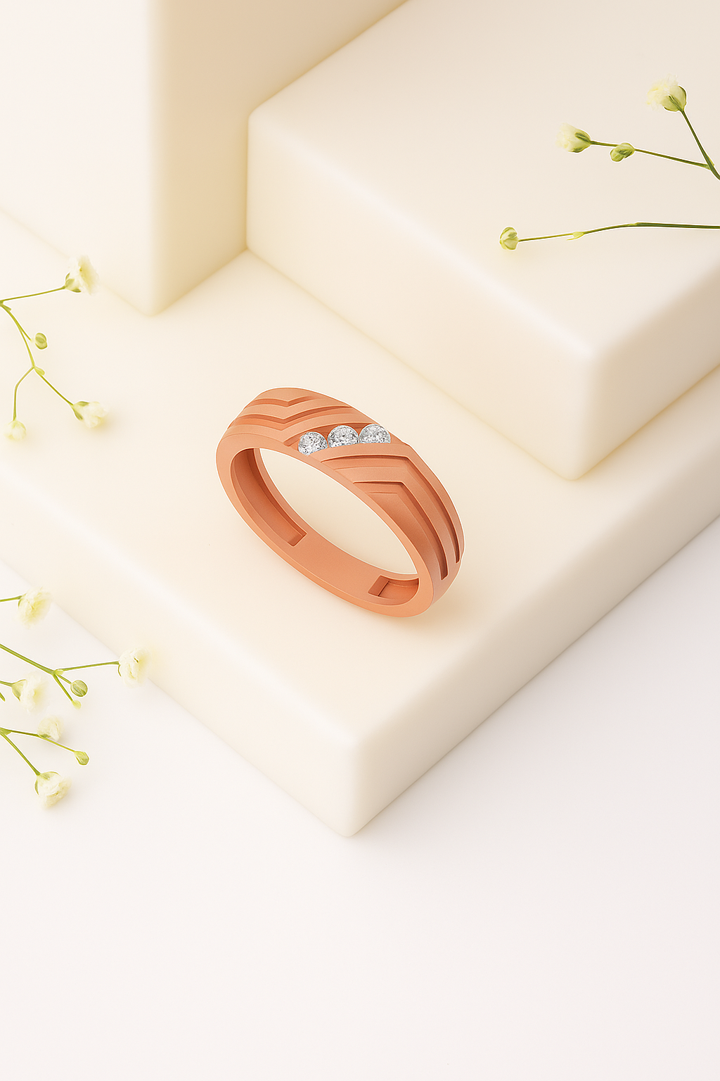 Chevron Blaze Trio Diamond Ring
