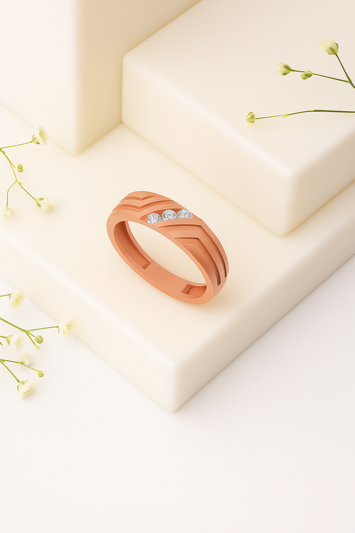 Chevron Blaze Trio Diamond Ring