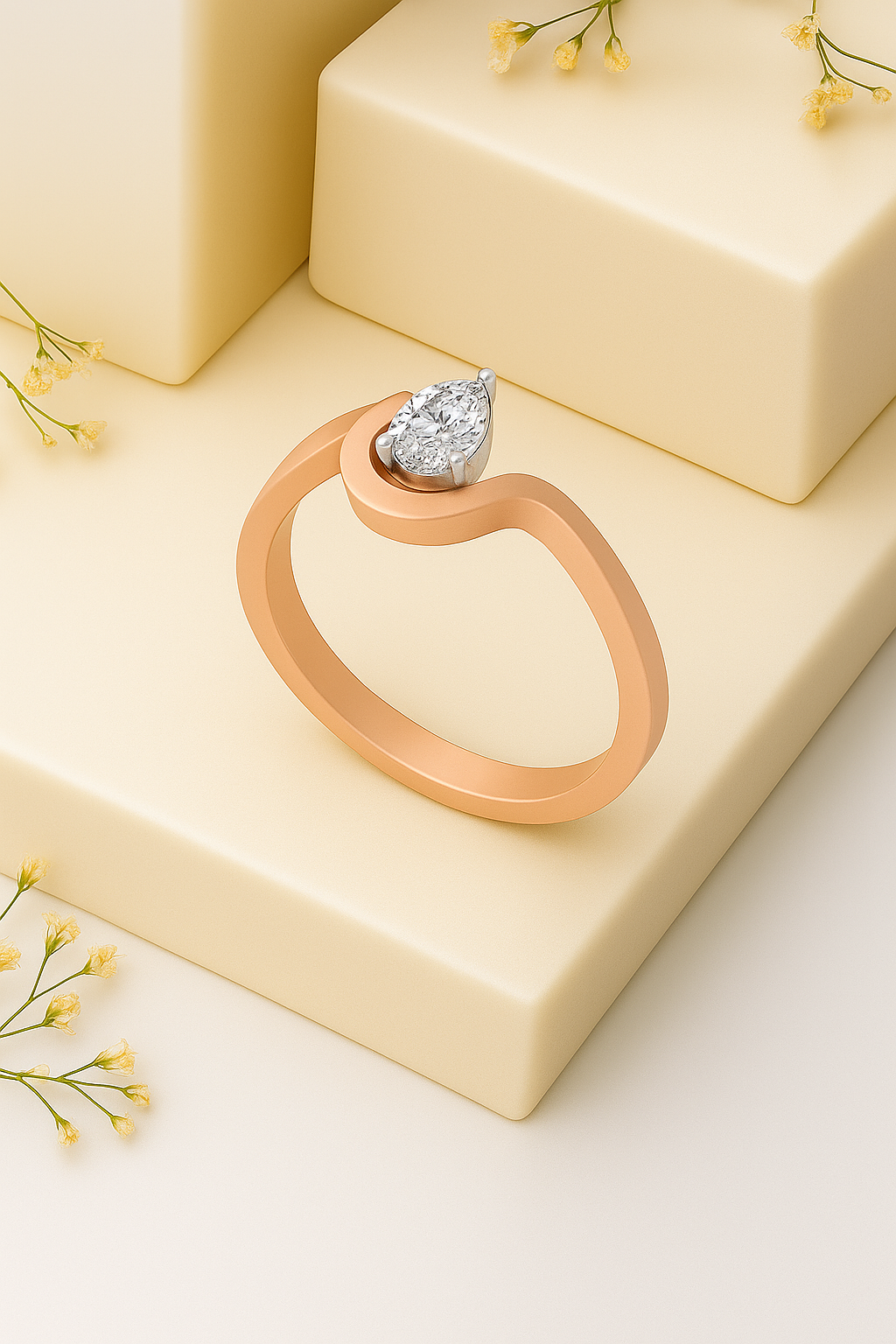 Elegance Teardrop Solitaire Ring