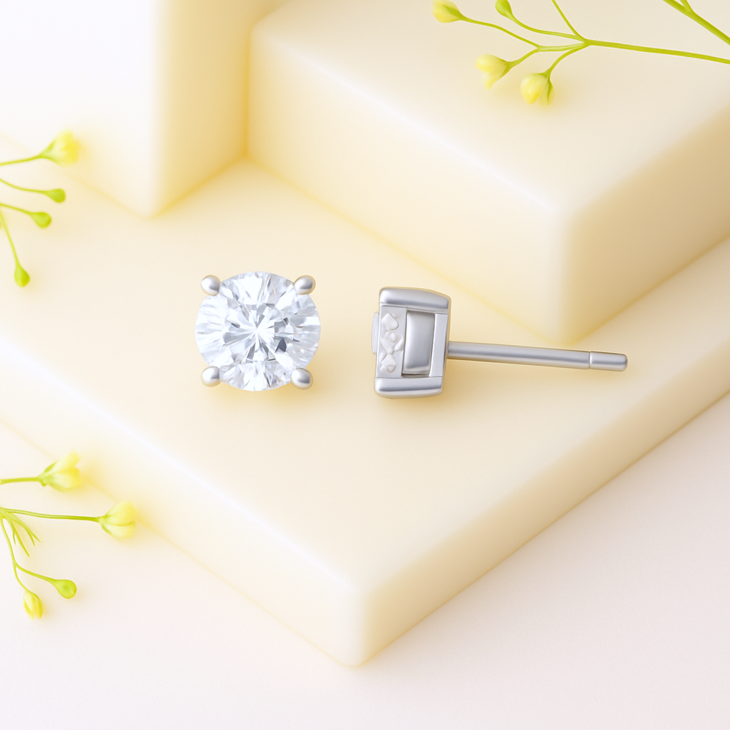Eternal Spark Solitaire Stud Earrings