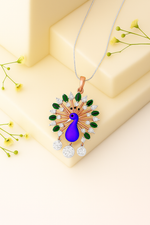Load image into Gallery viewer, Majestic Peacock Enamel &amp; Gemstone Pendant Necklace
