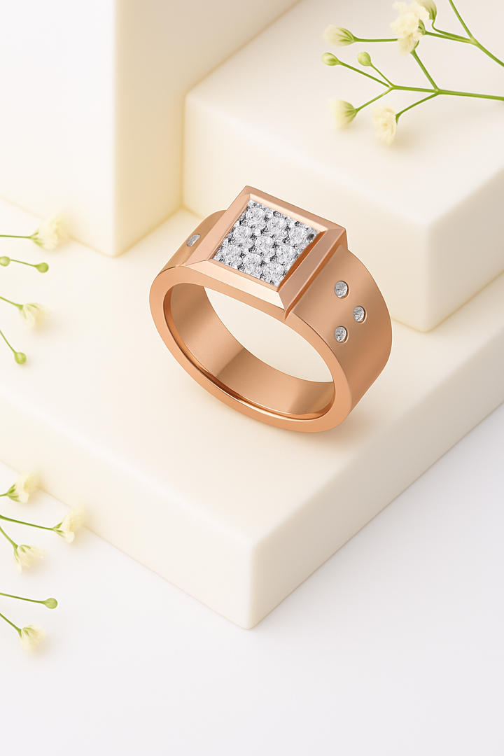 Majestic Square Cluster Ring