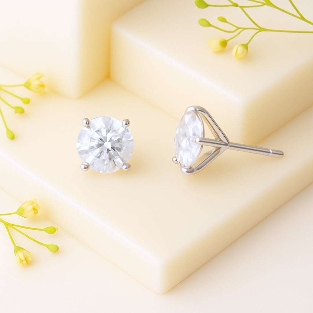 Pure Elegance Classic Solitaire Stud Earrings