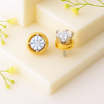 Load image into Gallery viewer, Radiant Halo Gold Stud Earrings
