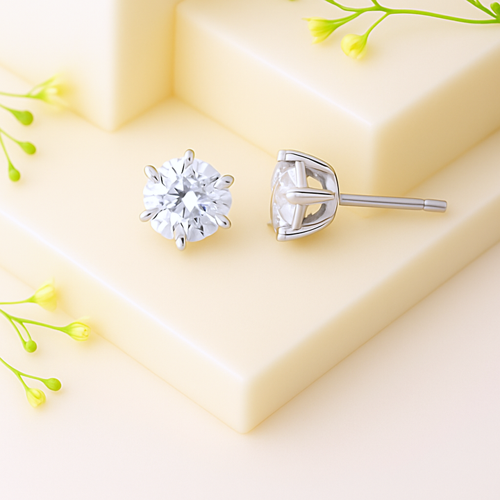 Regal Radiance Petal Solitaire Stud Earrings