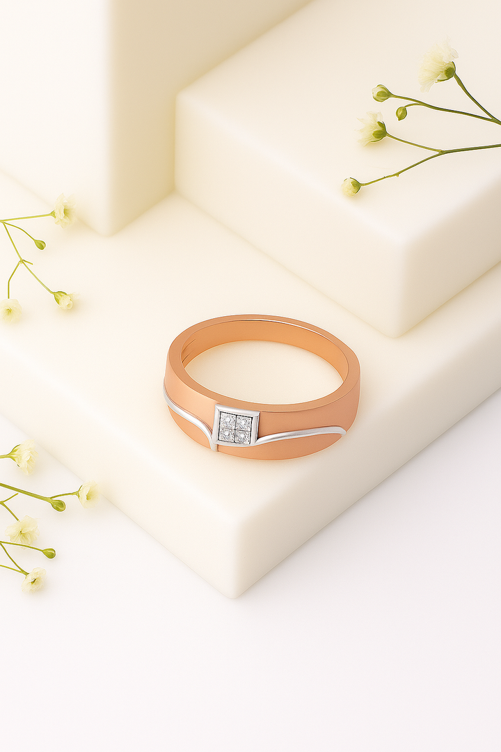 Rose Crest Diamond Square Ring