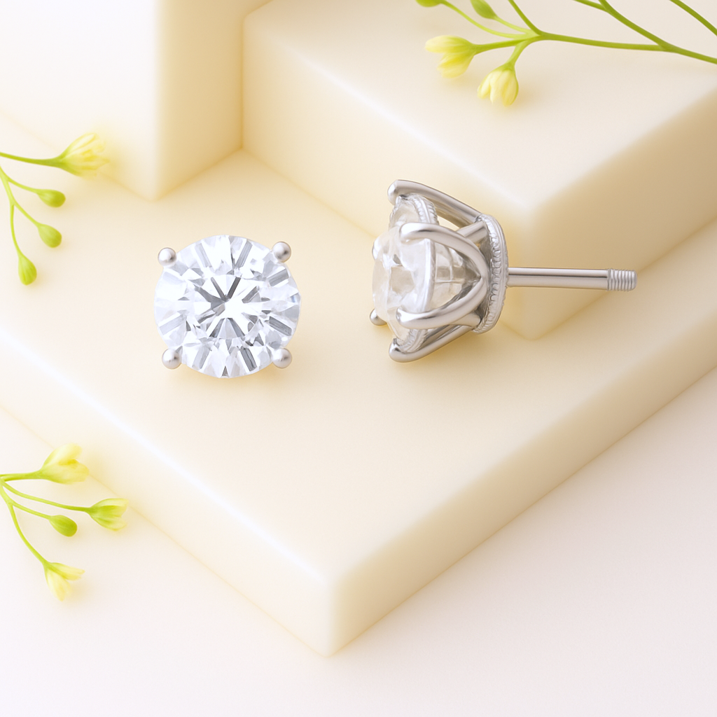Royal Bloom Classic Solitaire Stud Earrings
