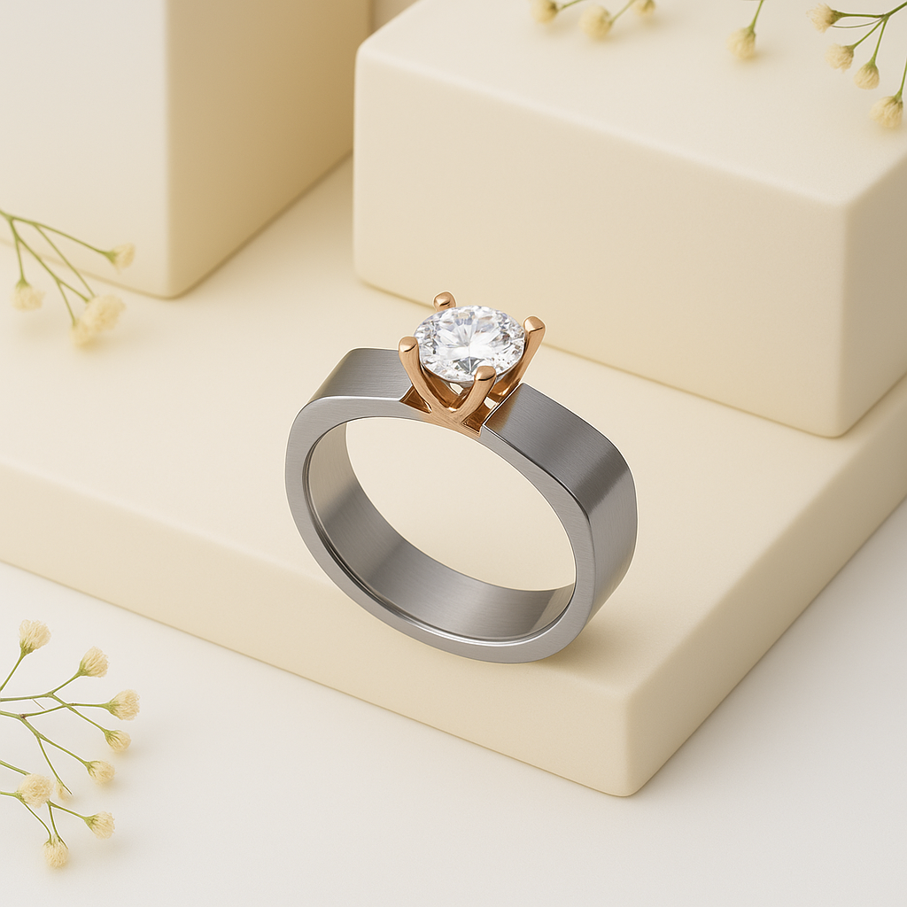 Titan Crest Two-Tone Solitaire Ring
