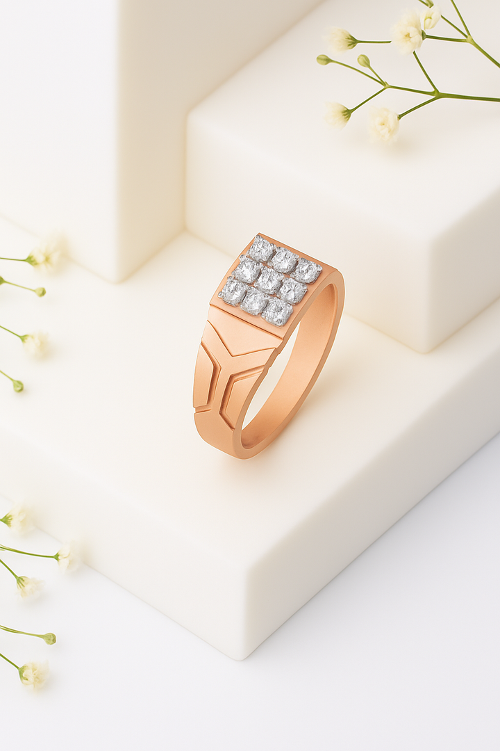 Valor Grid Diamond Signet Ring